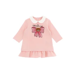 Moschino Dresses> Baby Pink Bow Bear Ruffles Long Sleeve Dress