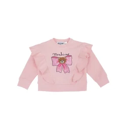 Moschino Long Sleeve T Shirts> Baby Pink Bow Bear Ruffles Long Sleeve Shirt