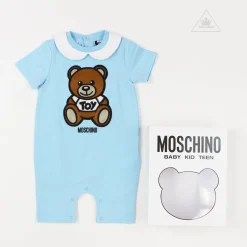 Moschino Rompers> Baby Short Sleeve Romper With Collar Bear Gift Box
