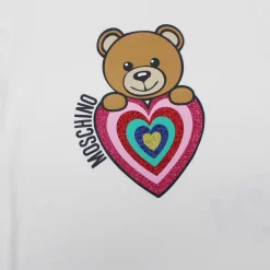 Moschino Long Sleeve T Shirts> Kids Girls Ivory Teddy Logo T-Shirt