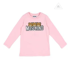Moschino Blouses> Kids Girls Long Sleeve T With Logo And Bear Graphics Pink