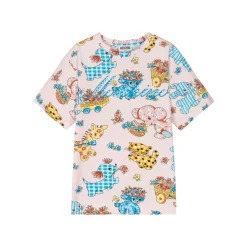 Moschino Long Sleeve T Shirts> Kids Girls Pink Logo Animals Maxi T-Shirt