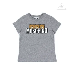 Moschino Long Sleeve T Shirts> Kids Girls Short Sleeve T With Logo And Bear Graphics Grey