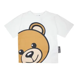 Moschino Long Sleeve T Shirts> Kids Logo Bear Maxi T Shirt White