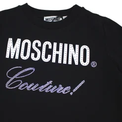 Moschino Long Sleeve T Shirts> Kids Logo Rhinestones T Shirt Black