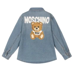 Moschino Shirts> Kids Logo-Print Long-Sleeve Denim Shirt