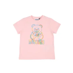 Moschino Long Sleeve T Shirts> Kids Rainbow Teddy Logo T Shirt Pink