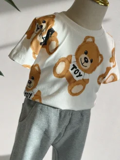 Moschino Long Sleeve T Shirts> Kids Teddy All Over Print T-Shirt