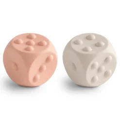 Mushie Face Masks> Dice Press Toy Blush/Shifting Sand