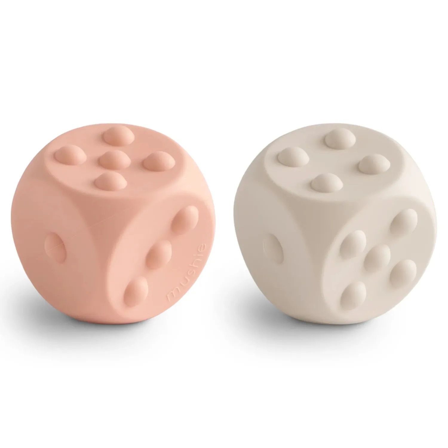 Mushie Face Masks> Dice Press Toy Blush/Shifting Sand
