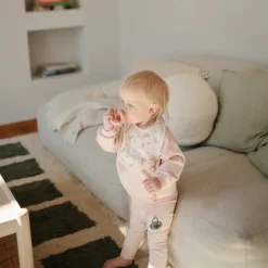 Mushie Face Masks> Muslin Bib Blush/Pink Floral