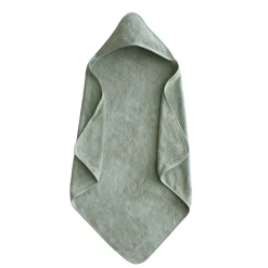 Mushie Face Masks> Organic Cotton Baby Hooded Towel (Moss)