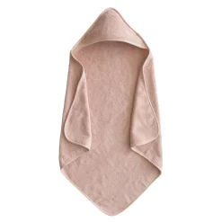 Mushie Face Masks> Organic Cotton Baby Hooded Towel (Blush)