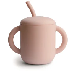 Mushie Face Masks> Silicone Training Cup + Straw Blush