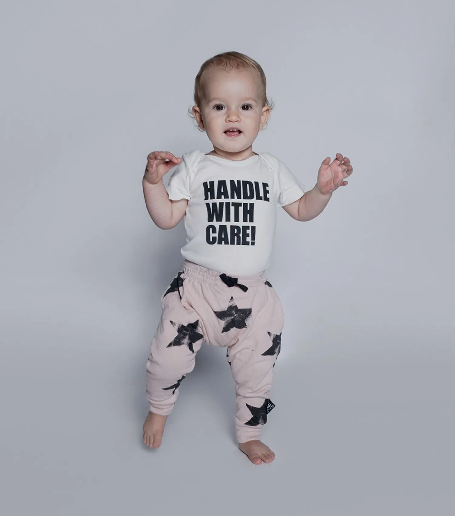 Nununu World Pants> Baby Soft Faded Star Baggy Pants Grey