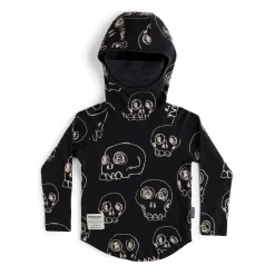 Nununu World Hoodies> Scribbled Skulls Ninja Shirt Black