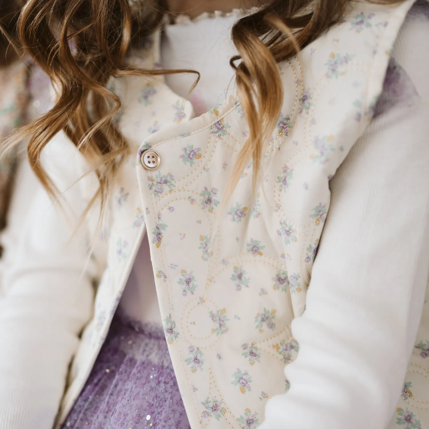 Petite Hailey Face Masks> Girl Flower Frill Vest Purple