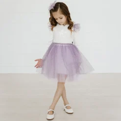 Petite Hailey Overalls & Jumpsuits> Girl Frill Flower Tutu Dress Purple
