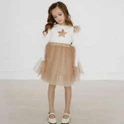 Petite Hailey Overalls & Jumpsuits> Girl Frill Flower Tutu Dress Gold