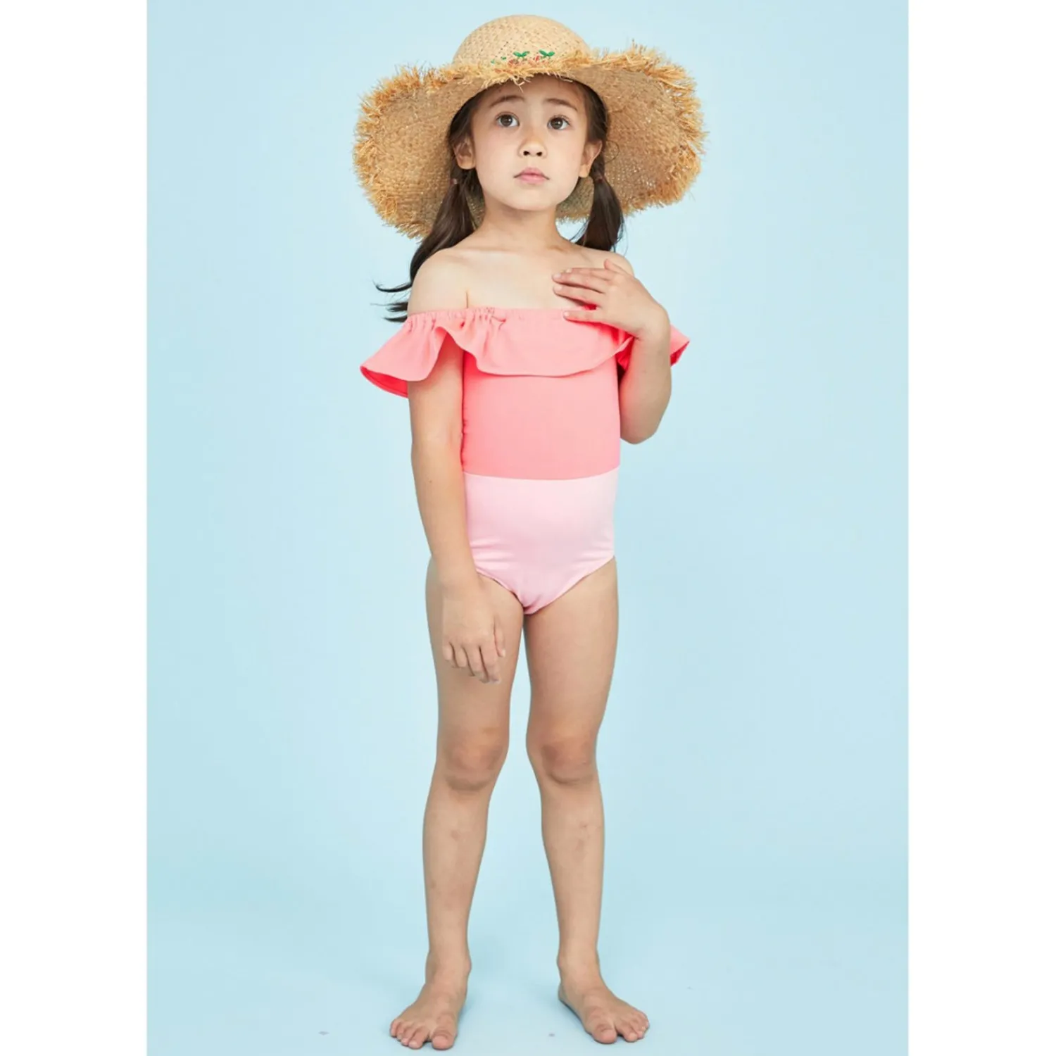 Petite Hailey Beach> Ruffle Off The Shoulder Swim