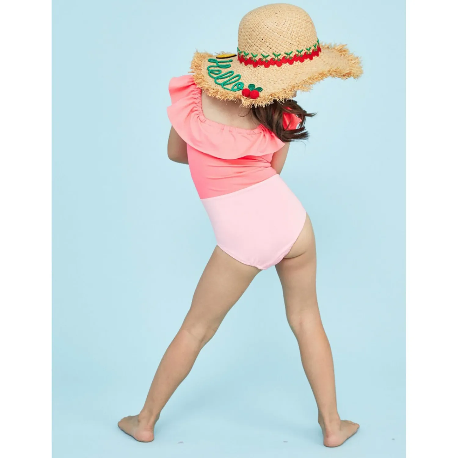 Petite Hailey Beach> Ruffle Off The Shoulder Swim