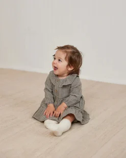 Quincy Mae Dresses> Ruffle Collar Button Dress || Forest Micro Plaid