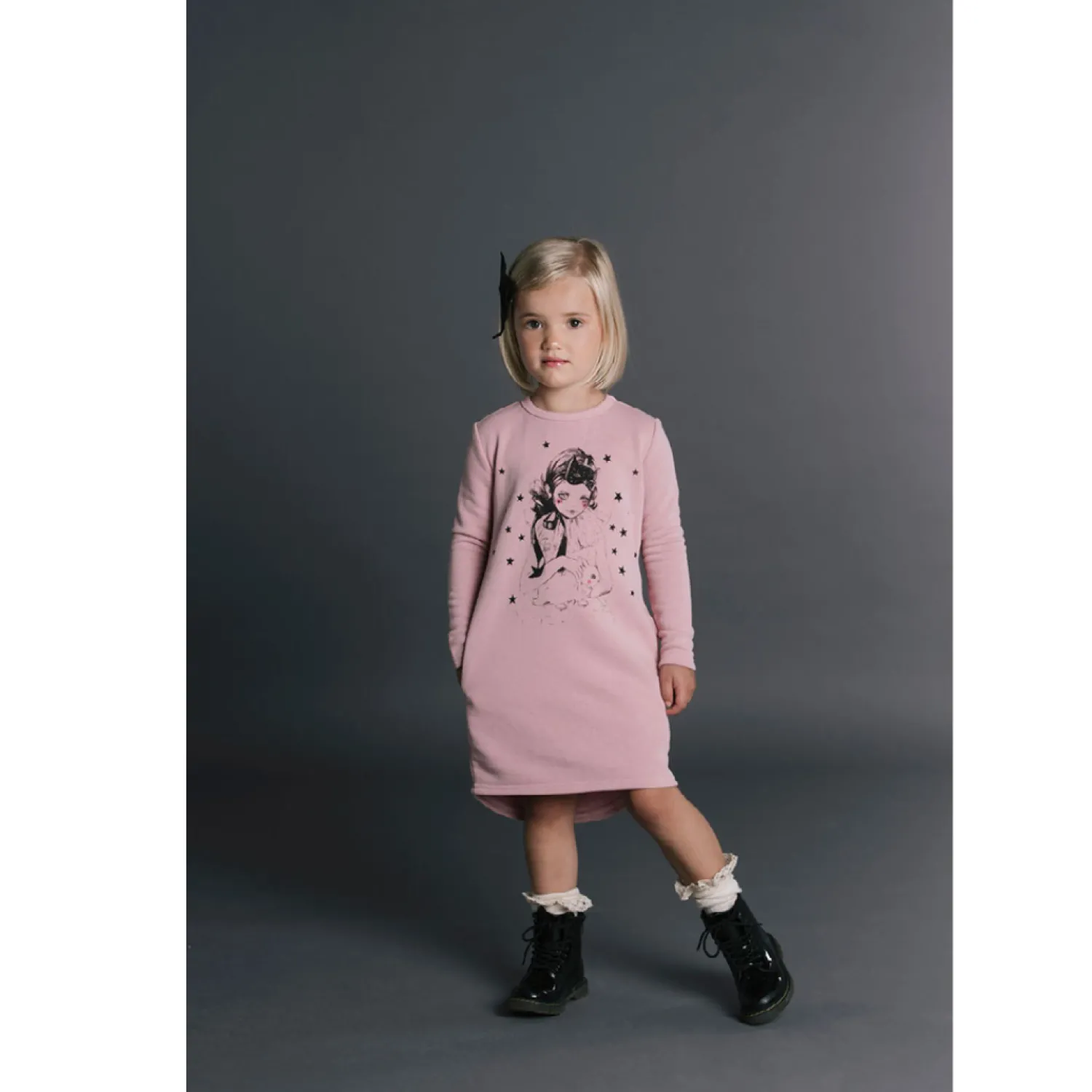 Rock Your Baby Overalls & Jumpsuits> Star Gazer Long Sleeve T Shirt Dress