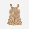Rylee And Cru Face Masks>Rylee + Cru Addy Romper || Camel Stripe