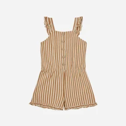 Rylee And Cru Face Masks>Rylee + Cru Addy Romper || Camel Stripe