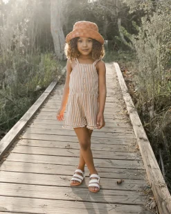 Rylee And Cru Face Masks>Rylee + Cru Addy Romper || Camel Stripe