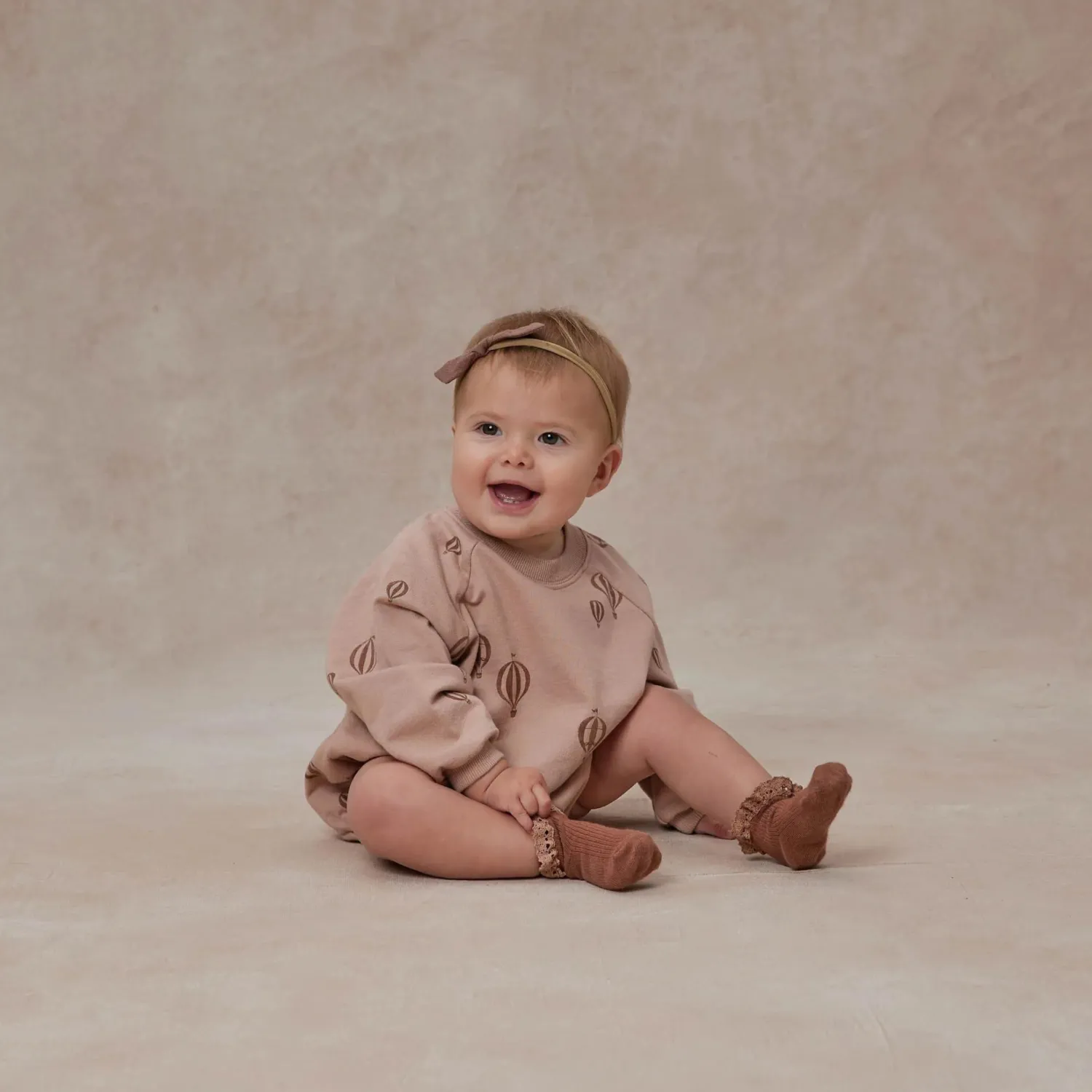 Rylee And Cru Rompers>Rylee + Cru Baby Crew Neck Romper || Hot Air Balloons