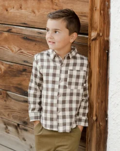 Rylee And Cru Shirts>Rylee + Cru Collared Long Sleeve Shirt || Charcoal Check