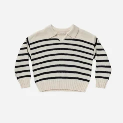 Rylee And Cru Face Masks>Rylee + Cru Collared Sweater || Black Stripe