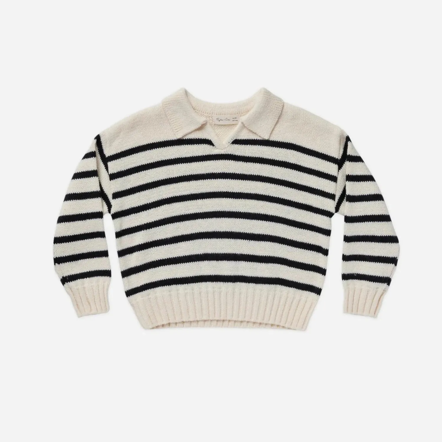 Rylee And Cru Face Masks>Rylee + Cru Collared Sweater || Black Stripe
