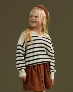 Rylee And Cru Face Masks>Rylee + Cru Collared Sweater || Black Stripe