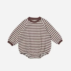 Rylee And Cru Rompers>Rylee + Cru Crew Neck Romper || Plum Stripe