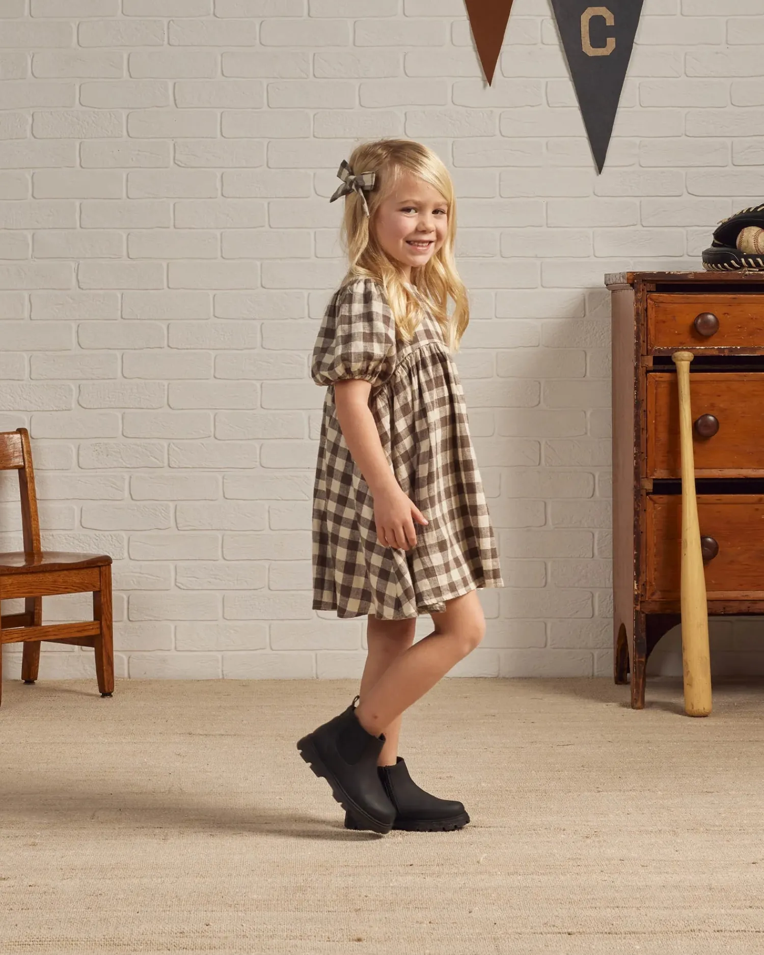 Rylee And Cru Overalls & Jumpsuits>Rylee + Cru Marley Dress || Charcoal Check