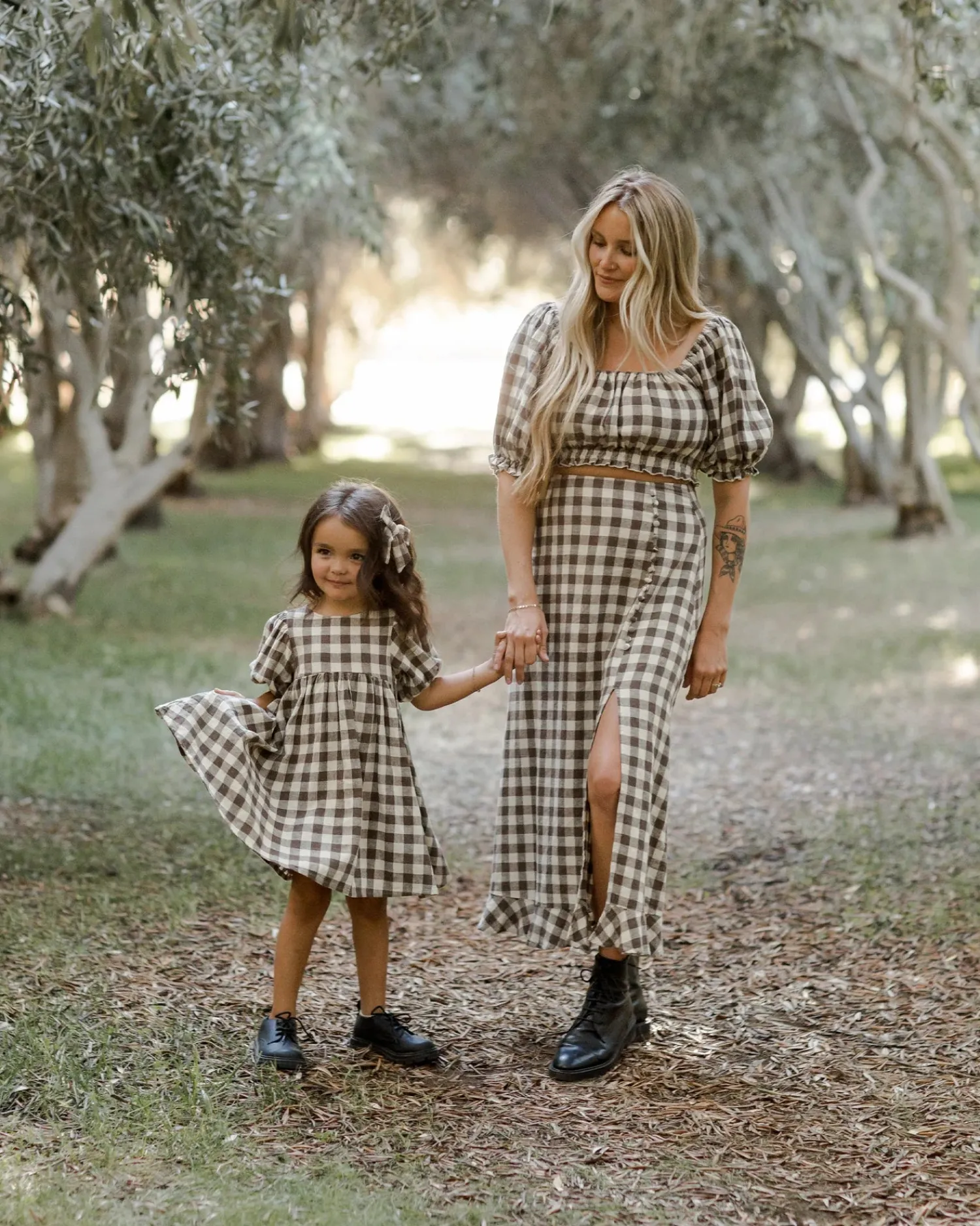 Rylee And Cru Overalls & Jumpsuits>Rylee + Cru Marley Dress || Charcoal Check