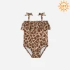Rylee And Cru Face Masks>Rylee + Cru Ruffle One-Piece Swimsuit Upf 50+ || Giraffe Spots