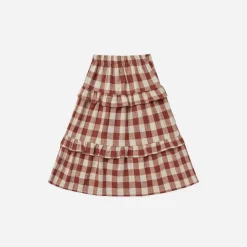 Rylee And Cru Dresses>Rylee + Cru Ruffled Midi Skirt || Ruby Plaid