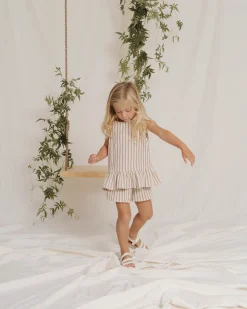 Rylee And Cru Overalls & Jumpsuits>Rylee + Cru Striped Solana Short Natural Amber