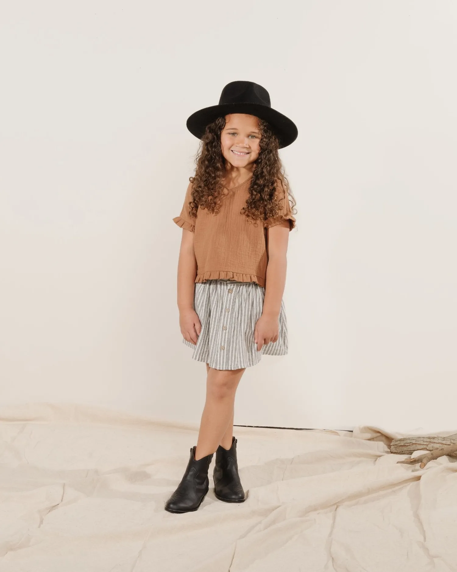 Rylee And Cru Dresses> Button Front Mini Skirt Railroad Stripe