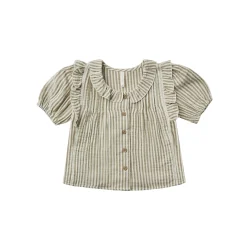Rylee And Cru Skirts> Jenny Blouse Olive Stripe
