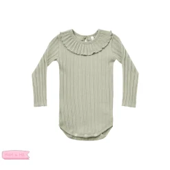 Rylee And Cru Onesies> Ruffle Collar Bodysuit Agave