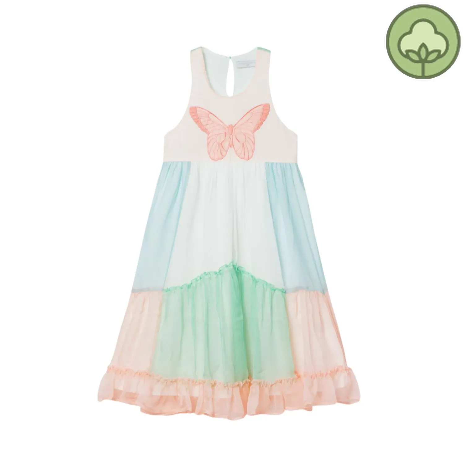 Stella McCarney Kids Overalls & Jumpsuits>Stella Mccartney Kids Girl Butterfly Georgette Silk Dress