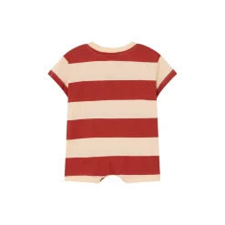 The Animals Observatory Onesies> Beige Stripes Rabbit Baby Jumpsuit