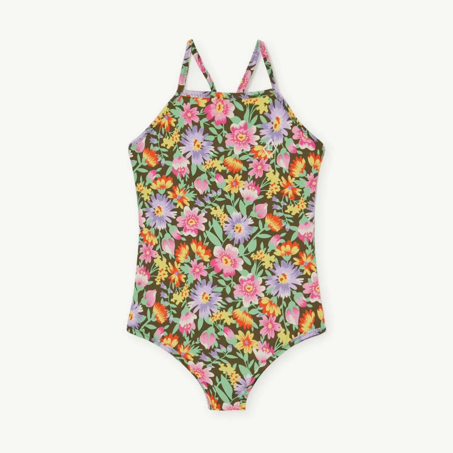 The Animals Observatory Face Masks> Deep Brown Flowers Trout Swimsuit