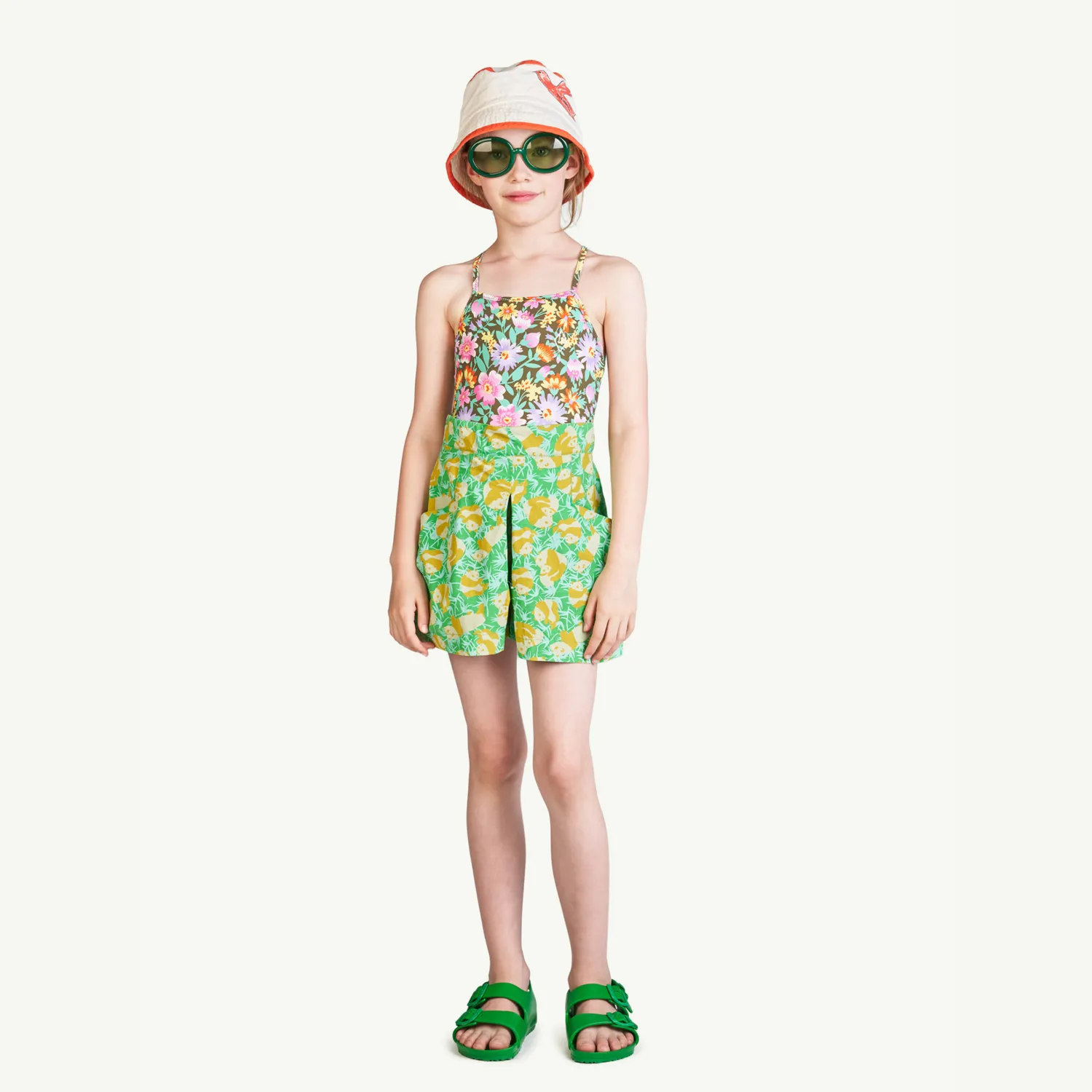 The Animals Observatory Face Masks> Deep Brown Flowers Trout Swimsuit