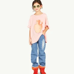 The Animals Observatory Long Sleeve T Shirts> Pink Rooster Oversize T-Shirt