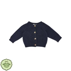 The New Society Cardigans> Easy Rib Baby Cardigan Navy